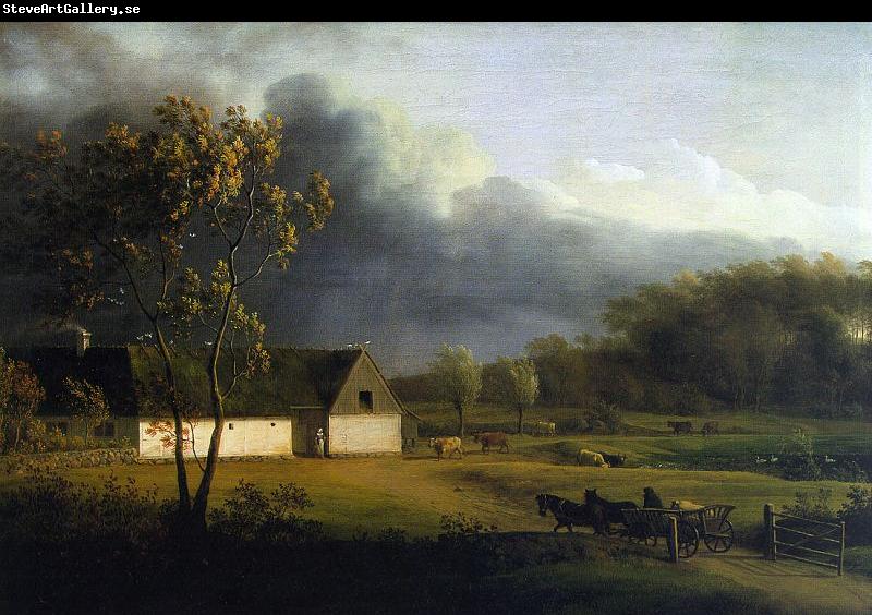 Jens Juel A Storm Brewing Behind a Farmhouse in Zealand
